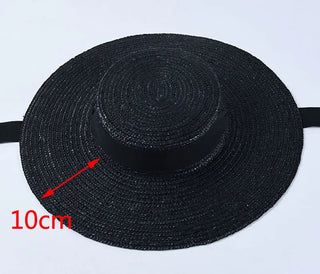 Wide Brim Boater Straw Hat - Diva Melody