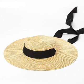 Wide Brim Boater Straw Hat - Diva Melody