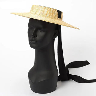 Wide Brim Boater Straw Hat - Diva Melody