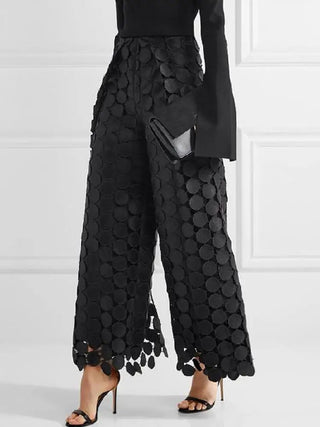 Wide Legs Hollow Polka Dot Pants - Diva Melody