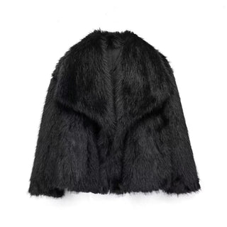 Winter Warm Fur Women Turndown Collar Long Sleeve Short Coats - Diva Melody