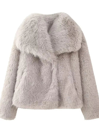 Winter Warm Fur Women Turndown Collar Long Sleeve Short Coats - Diva Melody