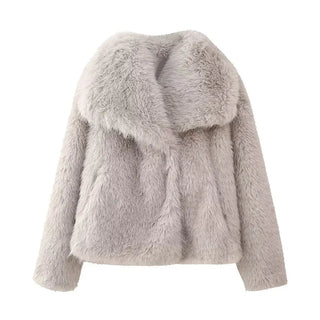 Winter Warm Fur Women Turndown Collar Long Sleeve Short Coats - Diva Melody