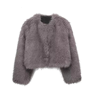 Winter Warm Fur Women Turndown Collar Long Sleeve Short Coats - Diva Melody