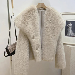 Winter Warm Fur Women Turndown Collar Long Sleeve Short Coats - Diva Melody