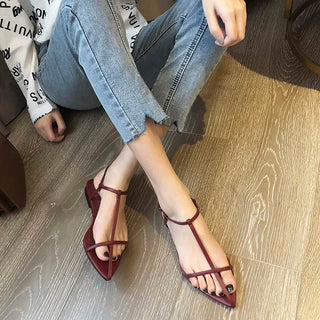 Women Flats Sandals Pointed Toe Ankle Buckle Strap Shoes - Diva Melody