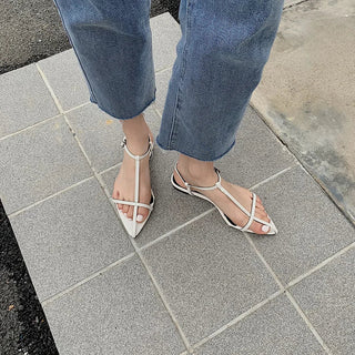 Women Flats Sandals Pointed Toe Ankle Buckle Strap Shoes - Diva Melody