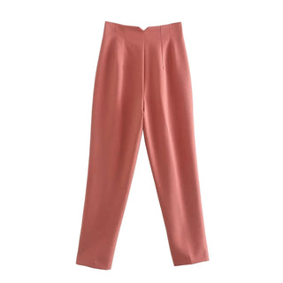 Women Straight High Waist Front Zipper Trousers - Diva Melody