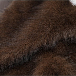 Women's Retro Faux Fur Coat with Buttons - Diva Melody