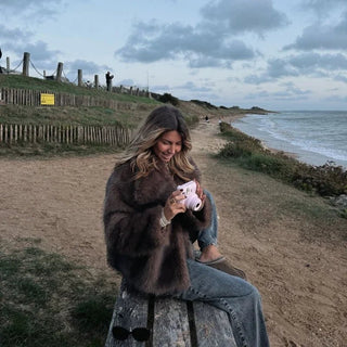 Women's Retro Faux Fur Coat with Buttons - Diva Melody