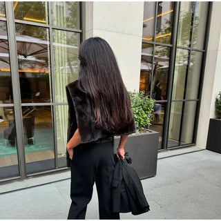 Women's Retro Faux Fur Coat with Buttons - Diva Melody