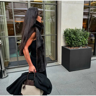 Women's Retro Faux Fur Coat with Buttons - Diva Melody