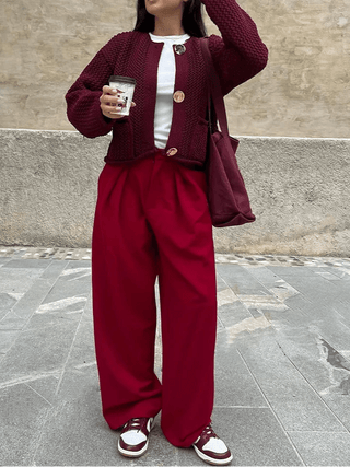 Women's Wine Red Cardigan - Diva Melody