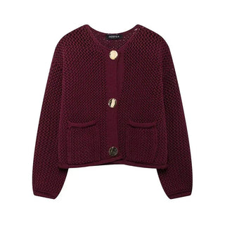 Women's Wine Red Cardigan - Diva Melody