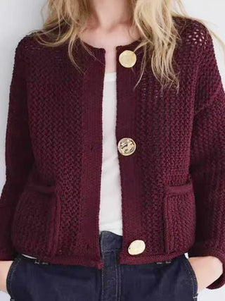 Women's Wine Red Cardigan - Diva Melody