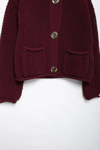 Women's Wine Red Cardigan - Diva Melody