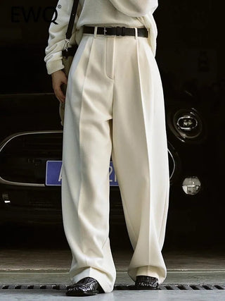 Woolen Wide Legs Straight Trousers Thick Warm Pants - Diva Melody