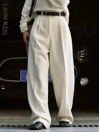 Woolen Wide Legs Straight Trousers Thick Warm Pants - Diva Melody