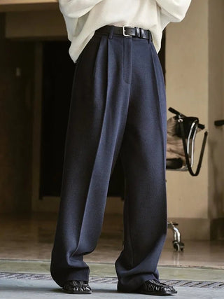 Woolen Wide Legs Straight Trousers Thick Warm Pants - Diva Melody