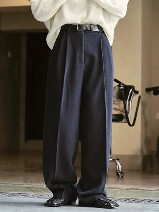 Woolen Wide Legs Straight Trousers Thick Warm Pants - Diva Melody