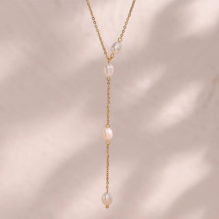 Y Shaped Natural Freshwater Pearl Chain Necklace Jewelry - Diva Melody