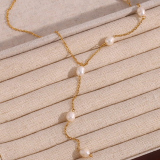 Y Shaped Natural Freshwater Pearl Chain Necklace Jewelry - Diva Melody