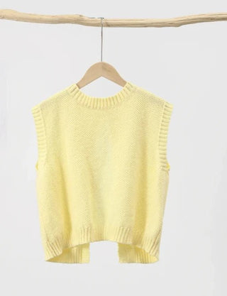 Yellow Sleeveless Backless Knit Sweaters - Diva Melody