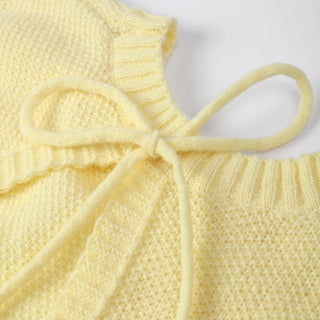 Yellow Sleeveless Backless Knit Sweaters - Diva Melody