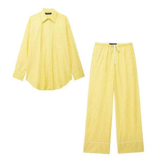 Yellow Stripe Blouse and Pant Set - Diva Melody
