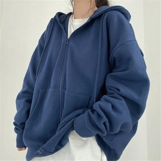 Zip - Up Pocket Oversized Sweatshirts Hooded - Diva Melody