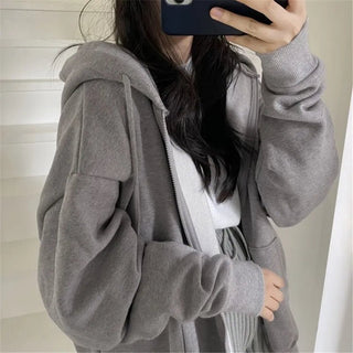 Zip - Up Pocket Oversized Sweatshirts Hooded - Diva Melody