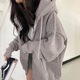 Zip - Up Pocket Oversized Sweatshirts Hooded - Diva Melody