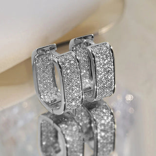 Zirconia Hoop Square Earrings - Diva Melody