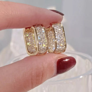 Zirconia Hoop Square Earrings - Diva Melody